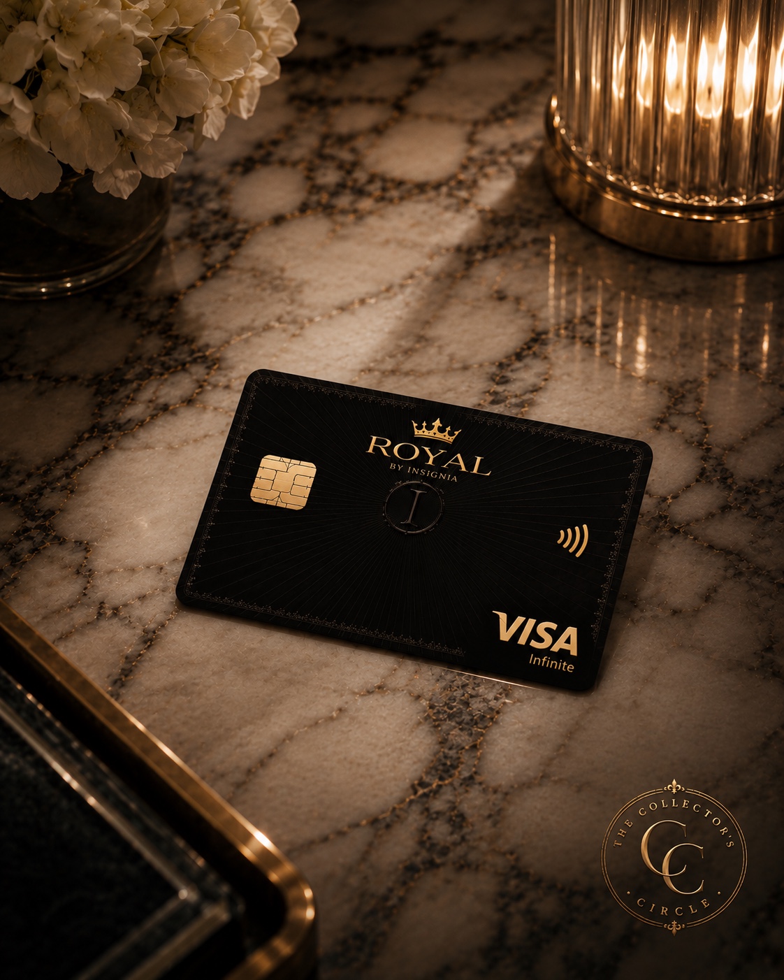 Black luxury membership card on marble